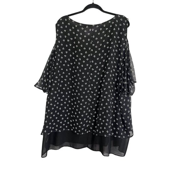 Torrid Top 5X Black Sheer Heart Novelty Retro Mod Whimsical Preppy 80s Boho - Picture 6 of 13